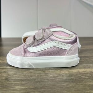 VANS Old Skool V Metallic Lavendar Kids Shoes Skate Sneakers Leather Toddler 4